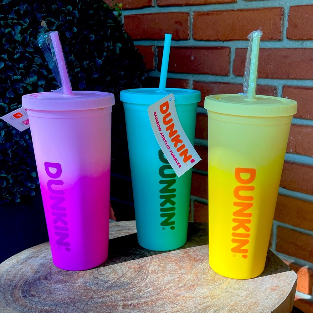 New DUNKIN Limited Edition RAINBOW ACRYLIC TUMBLER • Pick your Color